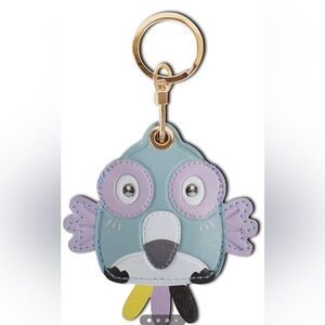 Leather Keychain Case Holder Compatible with Apple AirTag (Blue Parrot)